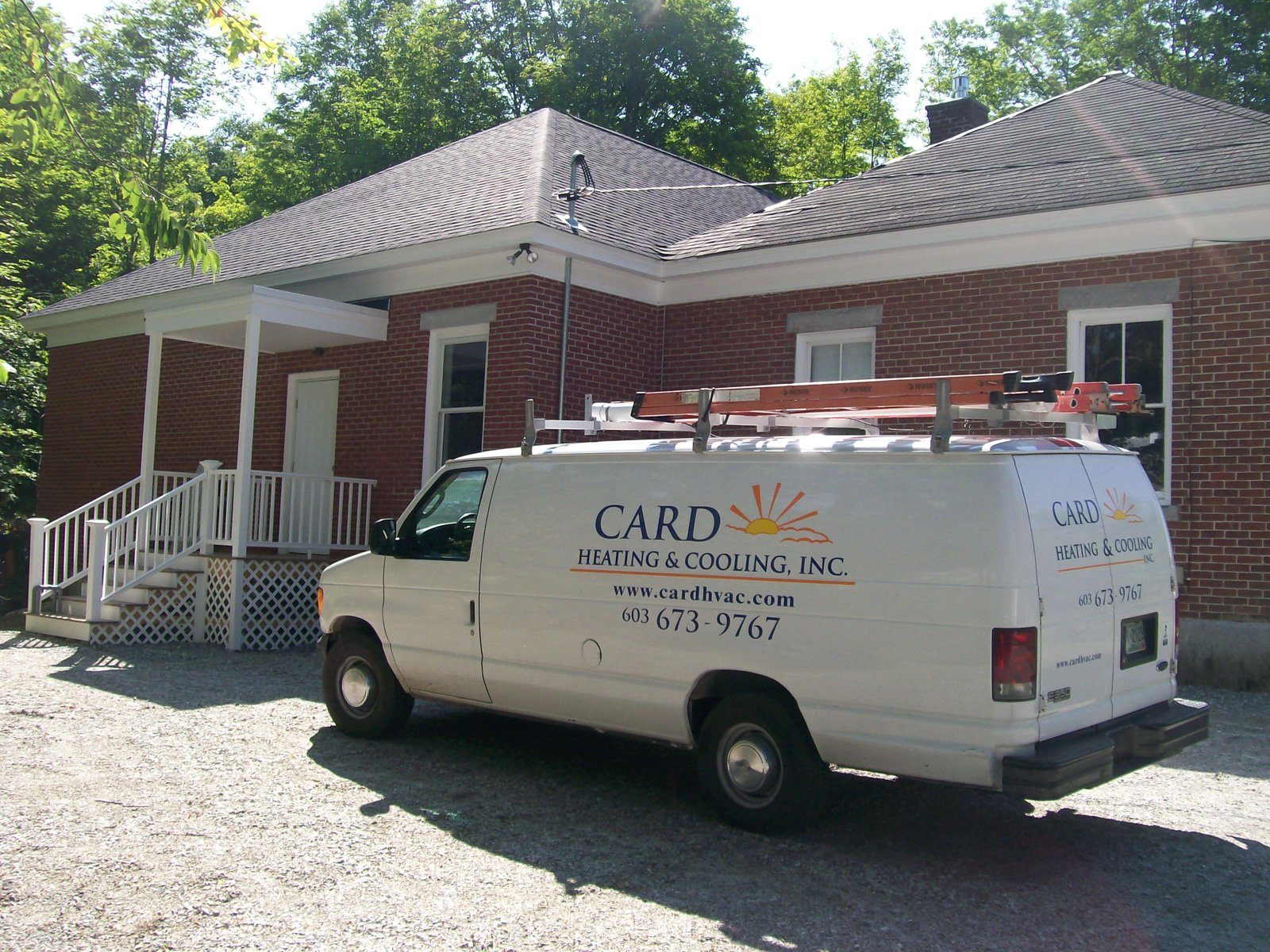 JA Tarbell Library construction in Wilton NH with Card Heating & Cooling van