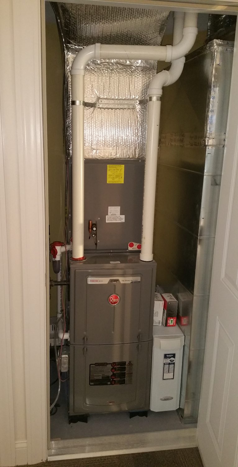 Rheem gas furnace installation at HPM Insurance, Amherst NH