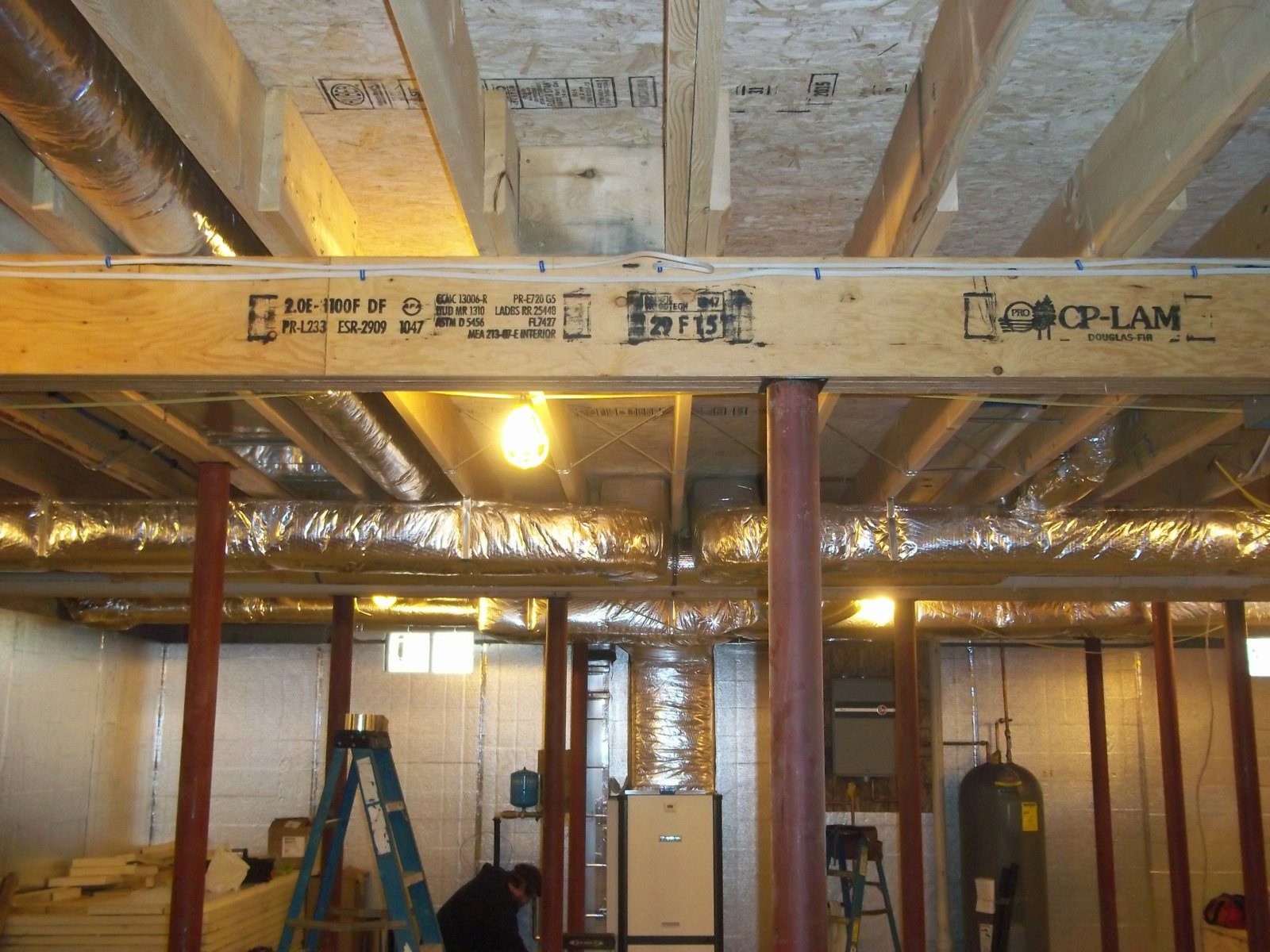 Raney log home new construction interior framing